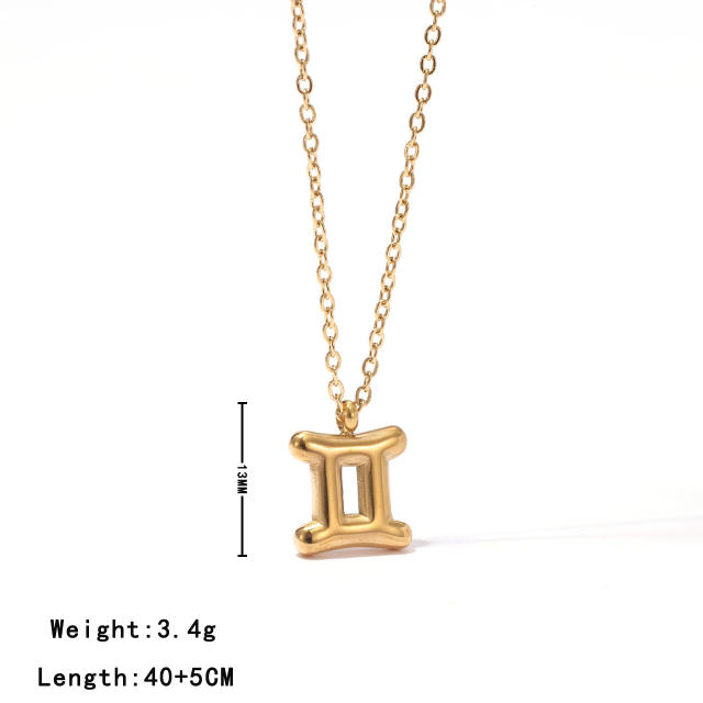 Dainty zodiac pendant stainless steel necklace