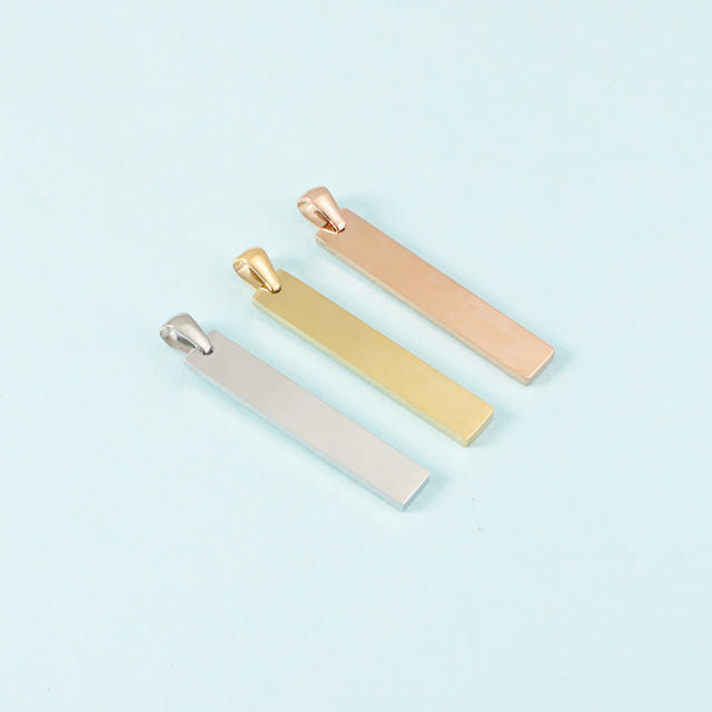 Stainless steel pendant mirror polished bar glossy engraved personality titanium steel necklace pendant DIY jewelry