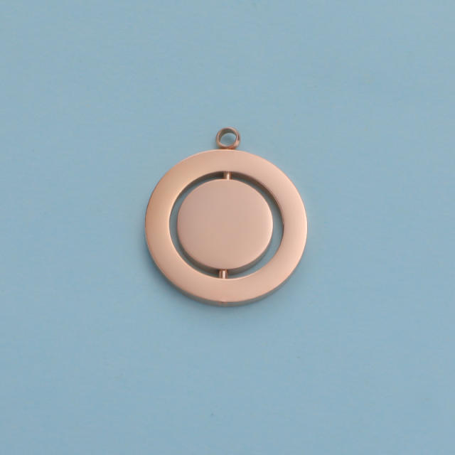 Creative Mirror Stainless Steel Hollow Rotatable Square Round Heart Jewelry Accessories Diy Pendant