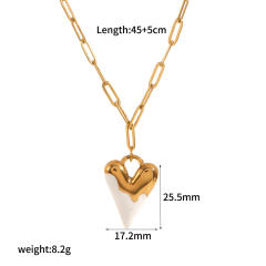 Sweet enamel heart cloud pendant stainless steel necklace