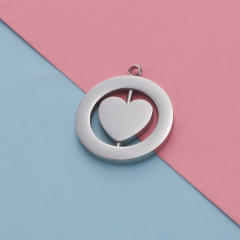 Creative Mirror Stainless Steel Hollow Rotatable Square Round Heart Jewelry Accessories Diy Pendant