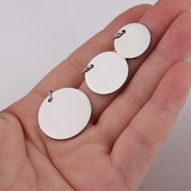 8-30mm Mirror Stainless Steel Ring Round Pendant