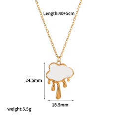 Sweet enamel heart cloud pendant stainless steel necklace