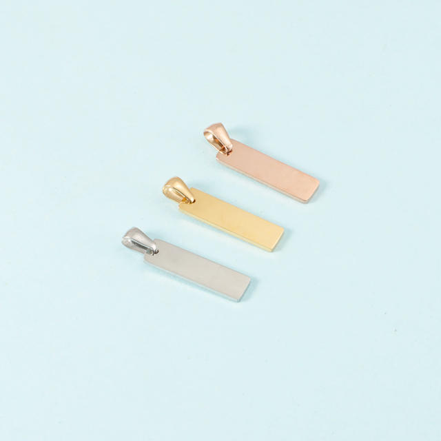 Stainless steel pendant mirror polished bar glossy engraved personality titanium steel necklace pendant DIY jewelry