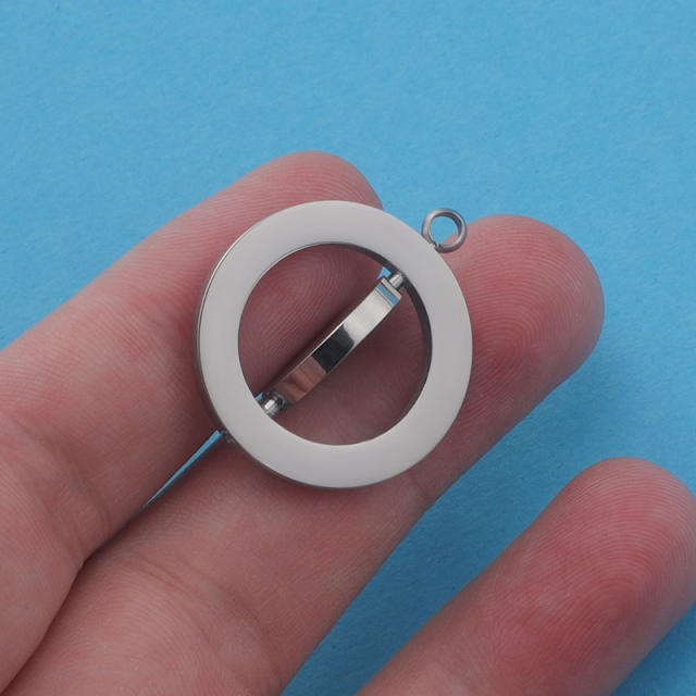 Creative Mirror Stainless Steel Hollow Rotatable Square Round Heart Jewelry Accessories Diy Pendant