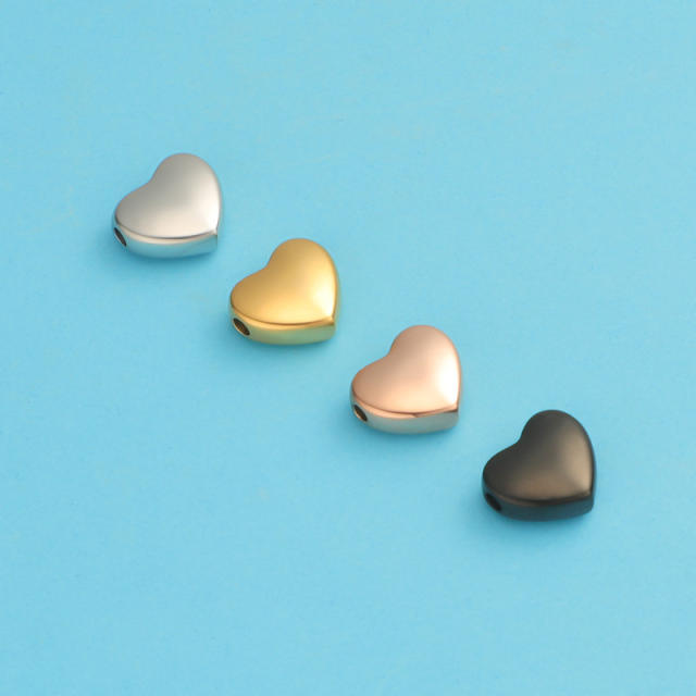 Stainless Steel Round Corner Heart Shaped Small Hole Bead Mirror Jewelry Accessories Diy