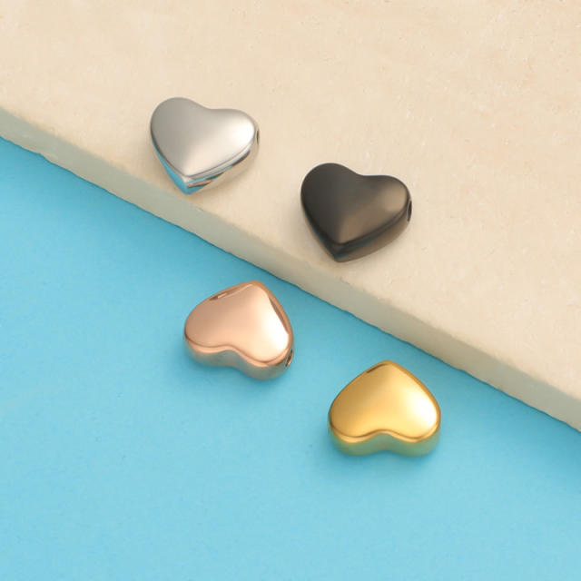 Stainless Steel Round Corner Heart Shaped Small Hole Bead Mirror Jewelry Accessories Diy