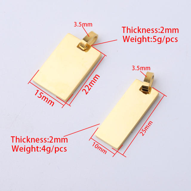 Mirror stainless steel rectangular pendant DIY jewelry accessories