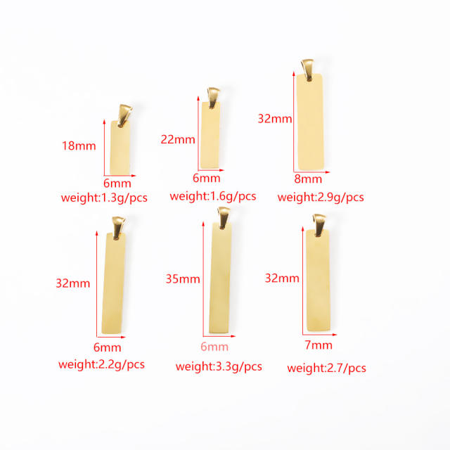 Stainless steel pendant mirror polished bar glossy engraved personality titanium steel necklace pendant DIY jewelry