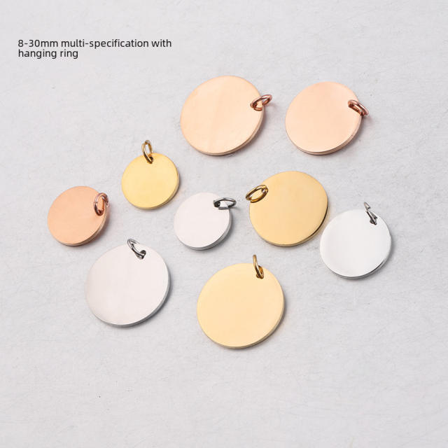 8-30mm Mirror Stainless Steel Ring Round Pendant