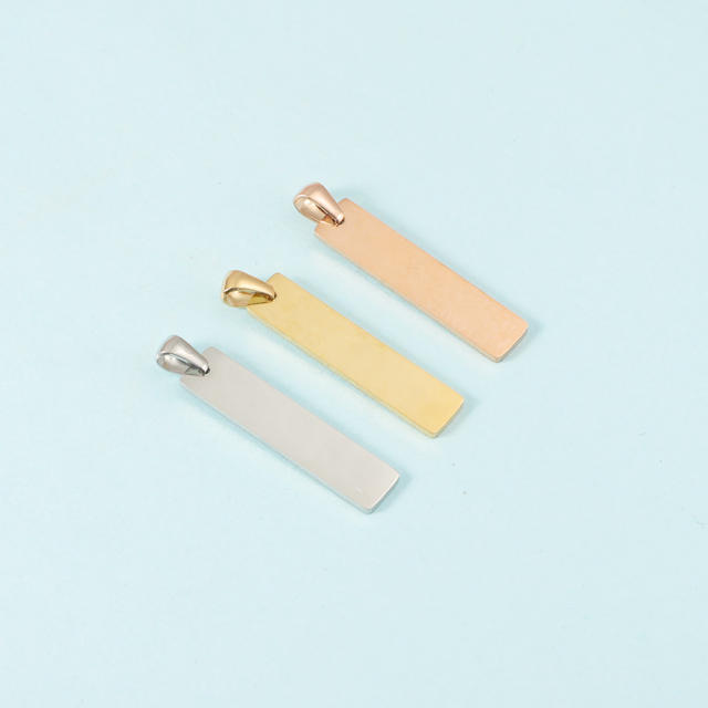 Stainless steel pendant mirror polished bar glossy engraved personality titanium steel necklace pendant DIY jewelry