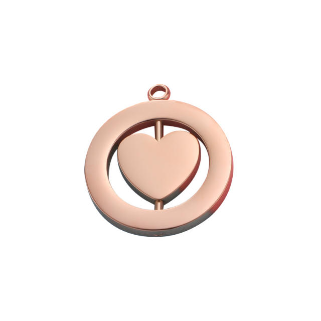 Creative Mirror Stainless Steel Hollow Rotatable Square Round Heart Jewelry Accessories Diy Pendant