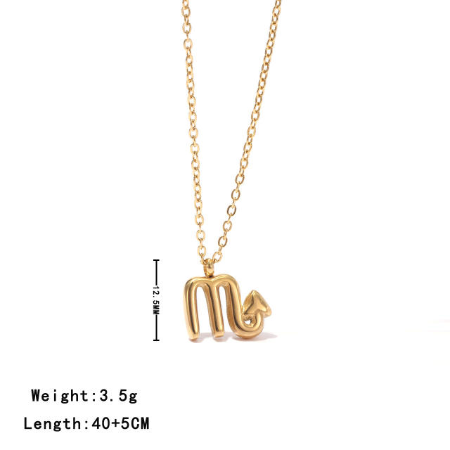 Dainty zodiac pendant stainless steel necklace