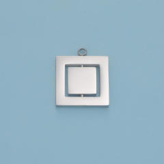 Creative Mirror Stainless Steel Hollow Rotatable Square Round Heart Jewelry Accessories Diy Pendant