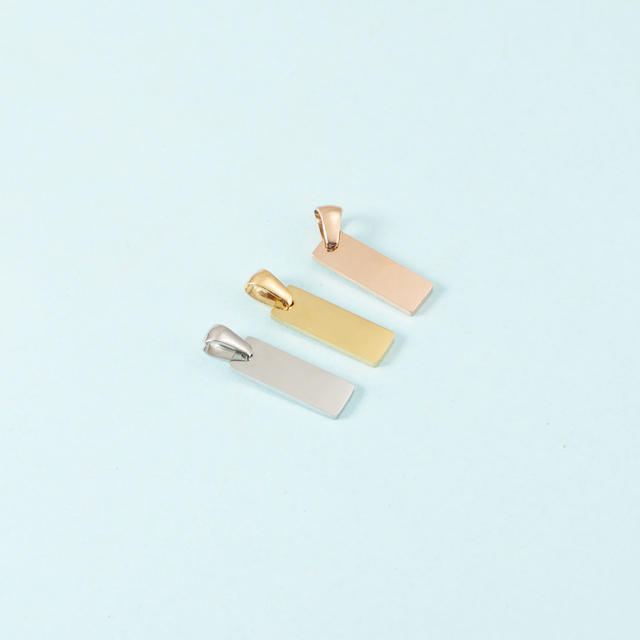 Stainless steel pendant mirror polished bar glossy engraved personality titanium steel necklace pendant DIY jewelry