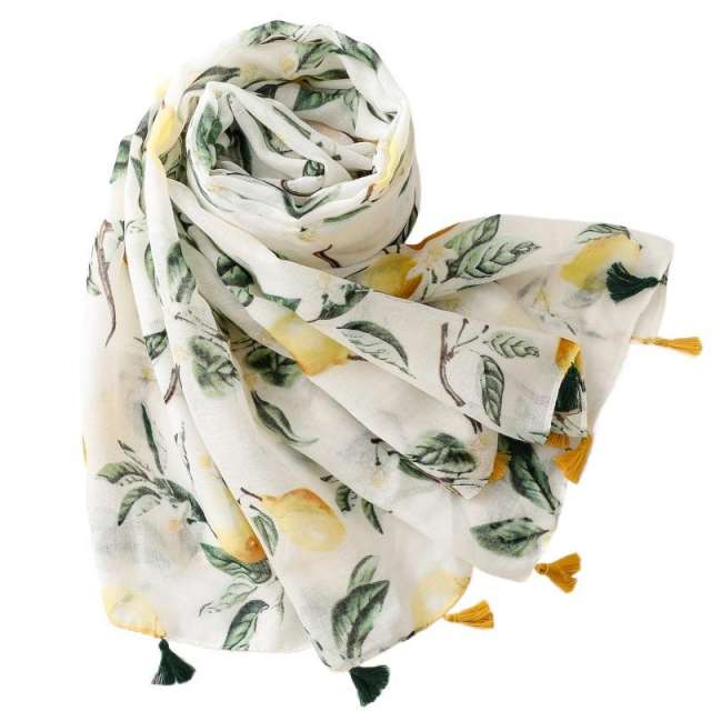 Fashion Yellow Green Lemon Thin Tassel Shawl Women