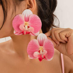 Holiday orchid earrings choker brooch jewelry set