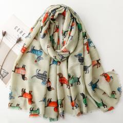 Spring Sausage Dog Printed Scarf Cotton Long Scarf