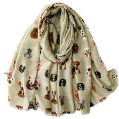 Spring Sunglasses Dog Printed Scarf Cotton Long Scarf