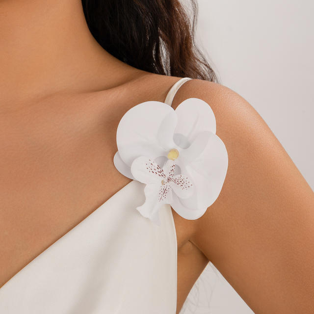 Holiday orchid earrings choker brooch jewelry set