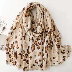 France spring summer cotton linen scarf rock leopard scarf