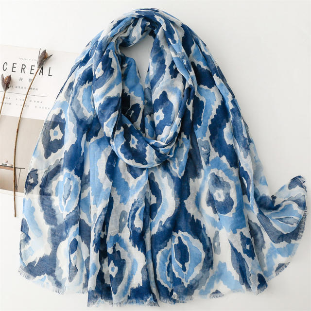 Blue Creative Geometric Thin Wrap Shawl Accessories Women
