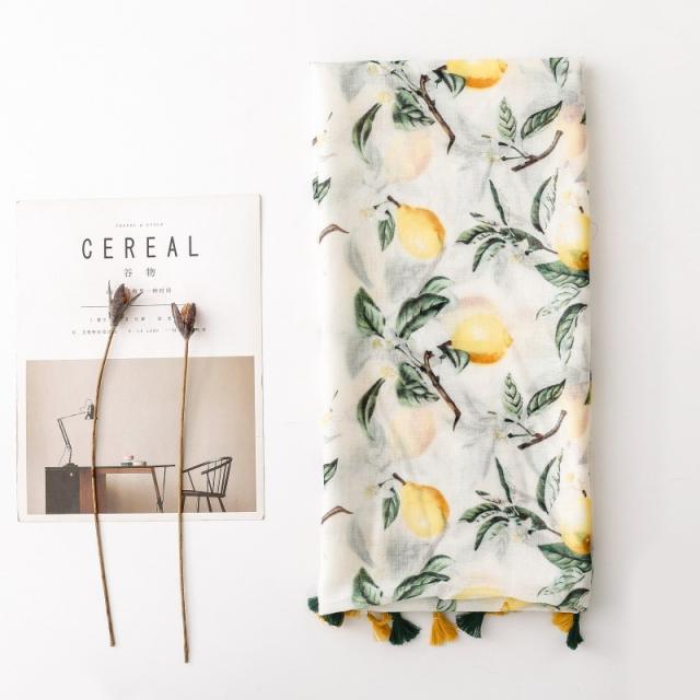 Fashion Yellow Green Lemon Thin Tassel Shawl Women