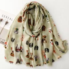 Spring Sunglasses Dog Printed Scarf Cotton Long Scarf