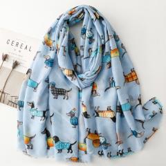 Spring Sausage Dog Printed Scarf Cotton Long Scarf