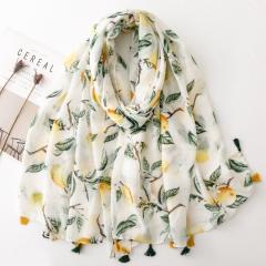 Fashion Yellow Green Lemon Thin Tassel Shawl Women