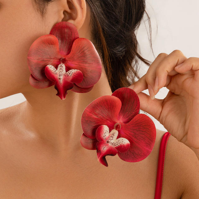 Holiday orchid earrings choker brooch jewelry set
