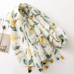 Fashion Yellow Green Lemon Thin Tassel Shawl Women
