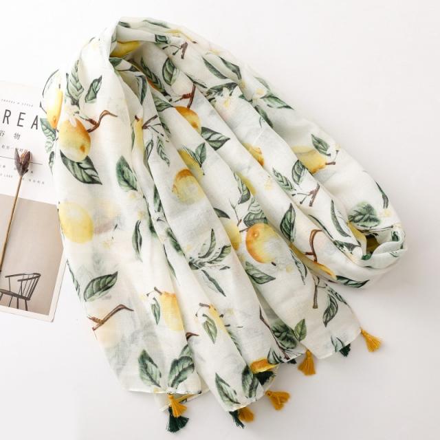 Fashion Yellow Green Lemon Thin Tassel Shawl Women