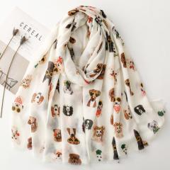 Spring Sunglasses Dog Printed Scarf Cotton Long Scarf