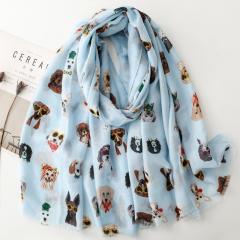 Spring Sunglasses Dog Printed Scarf Cotton Long Scarf