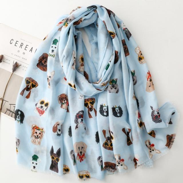Spring Sunglasses Dog Printed Scarf Cotton Long Scarf