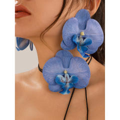 Holiday orchid earrings choker brooch jewelry set