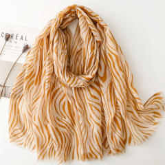 Fashion Yellow Zebra Pattern Thin Rave Shawl Women