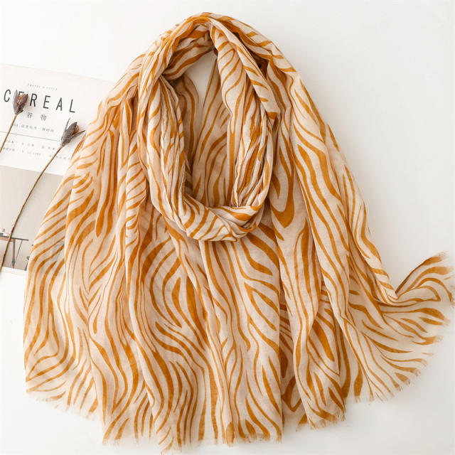 Fashion Yellow Zebra Pattern Thin Rave Shawl Women
