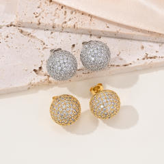 Fashion inlaid zircon earrings ball bead copper earrings studs