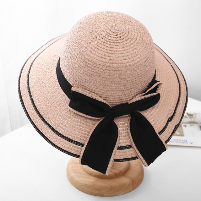 Sweet bow summer mommy baby straw hat beach hat