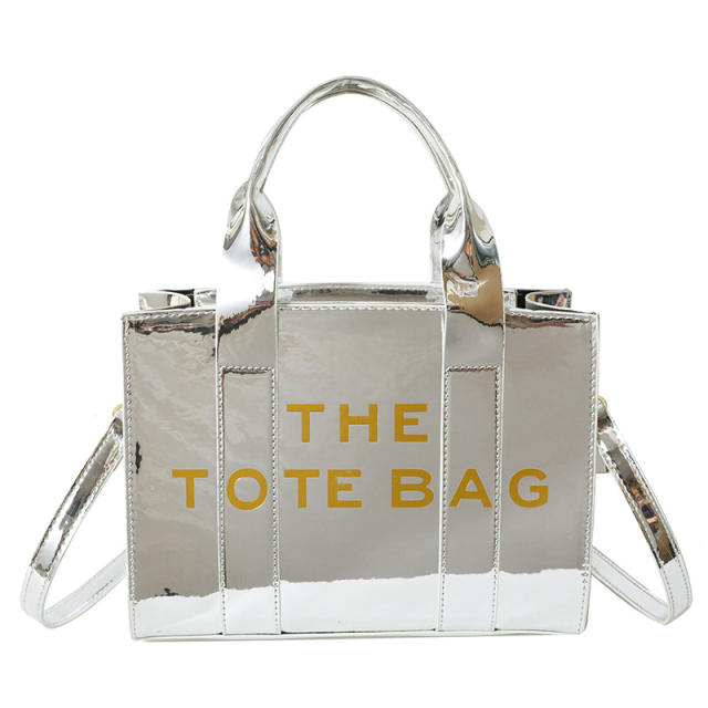 Bright Leather Simple tote Bag