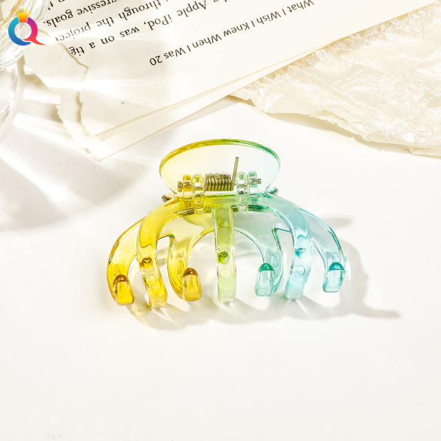 Gradient transparent square hair clip butterfly women's hair claw clips