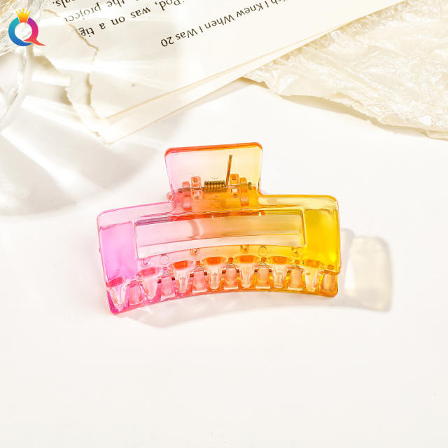 Gradient transparent square hair clip butterfly women's hair claw clips