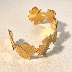 18KG geometric leaf stainless steel cuff bangle