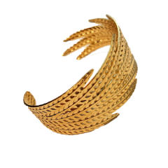 18KG geometric leaf stainless steel cuff bangle