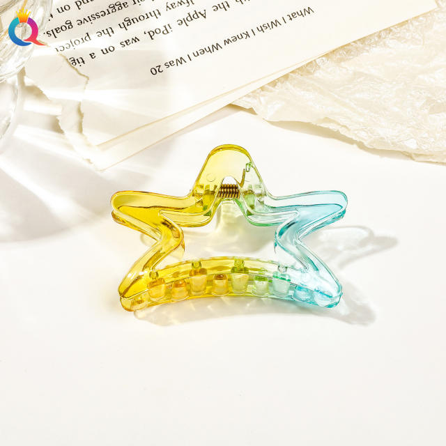 Gradient transparent square hair clip butterfly women's hair claw clips