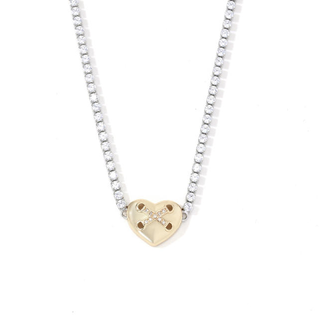 New tennis chain mix color clover star heart pendant copper necklace