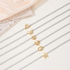 New tennis chain mix color clover star heart pendant copper necklace