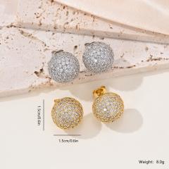 Fashion inlaid zircon earrings ball bead copper earrings studs